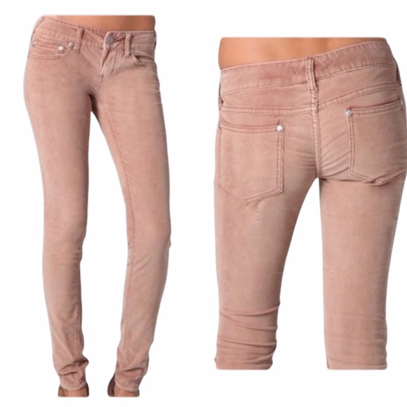 Free People Pants - Free People Peach Skinny Stretch Corduroy Pants 25